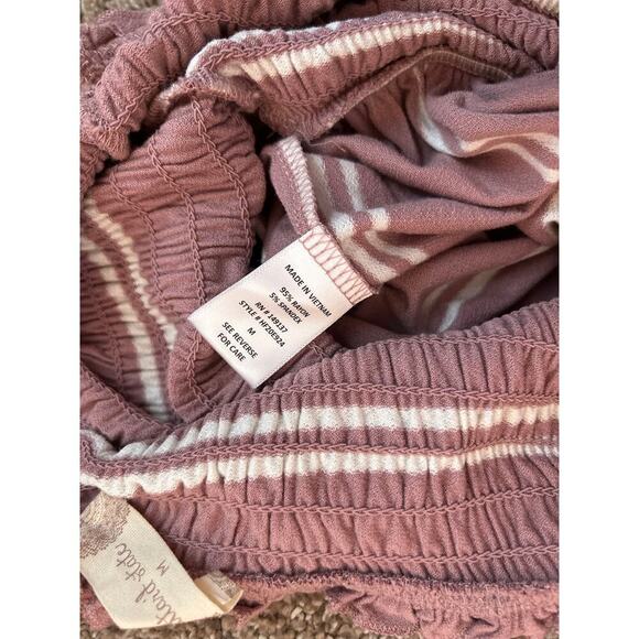 Altar'd State Strapless jumpsuit, mauve jumpsuit, smocked bodice, wide leg SZ M - Picture 8 of 10